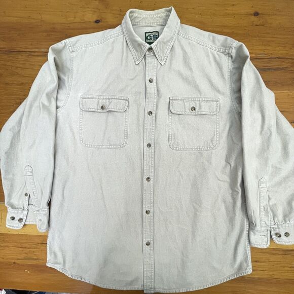 Guide Series Mens LT Large Tall Shirt Button Front Soft‎ Ivory Flannel Chamois - Picture 1 of 11
